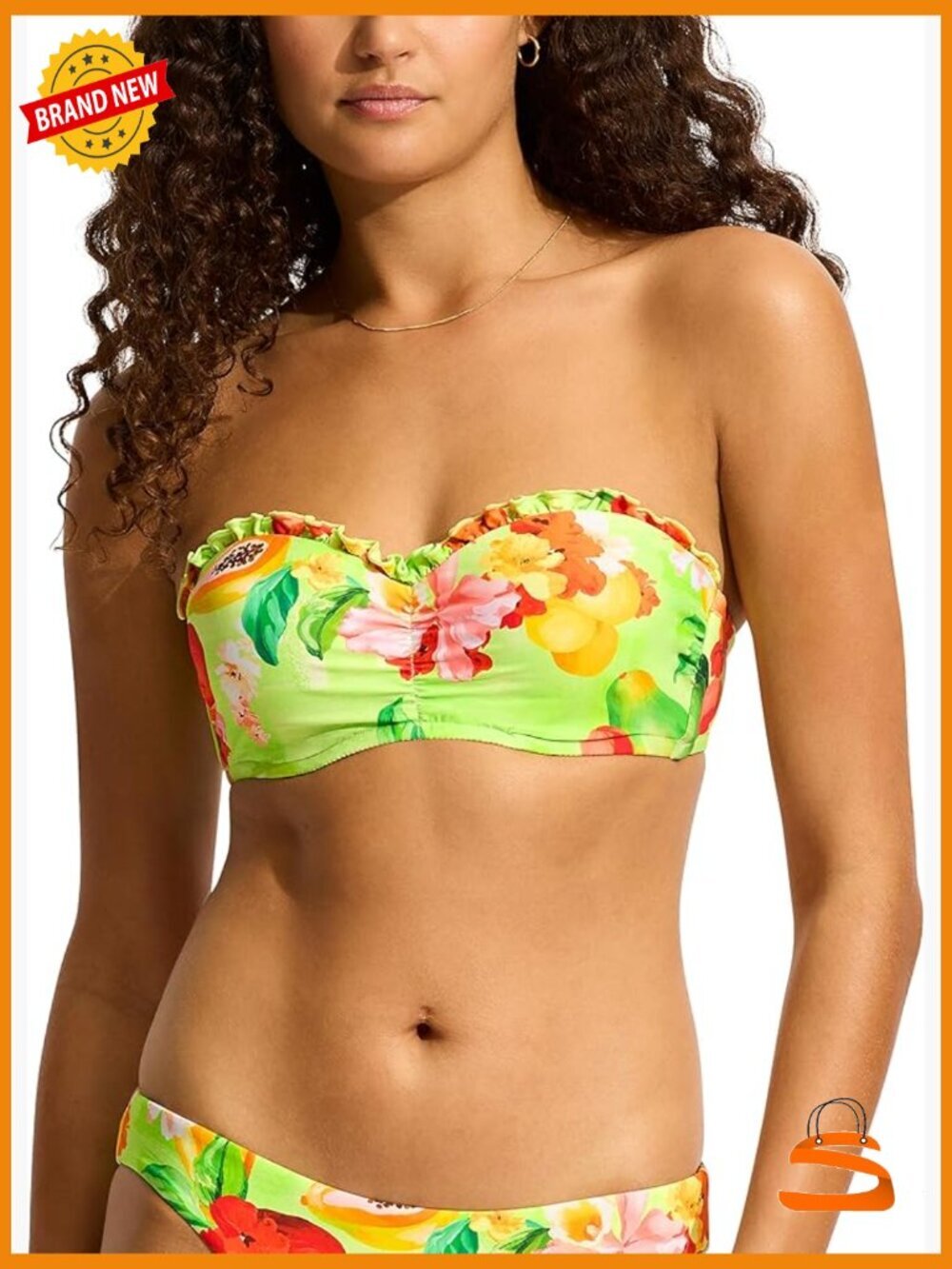 Soft Cup Bustier Bandeau Bikini Top, Size 8, Nylon Blend, Hand Wash Only